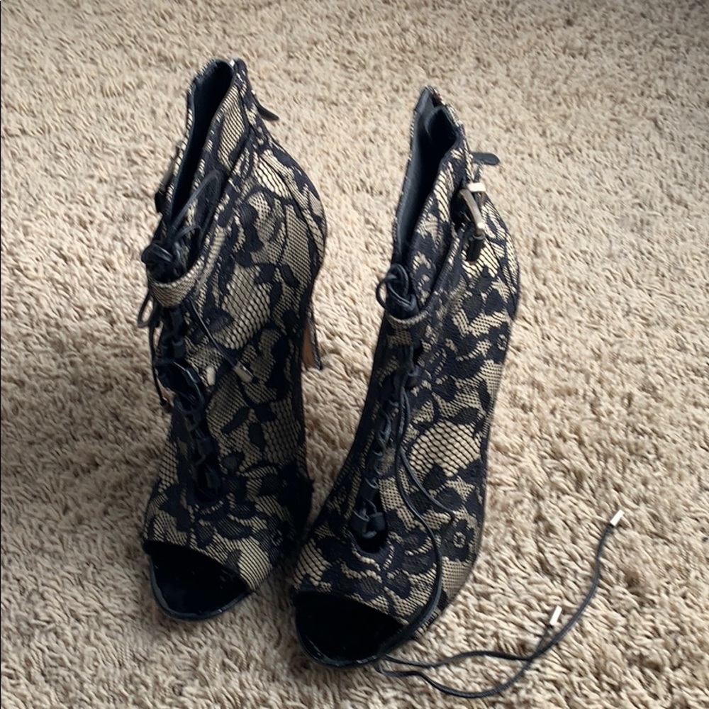 Brian Atwood lace high heel booties